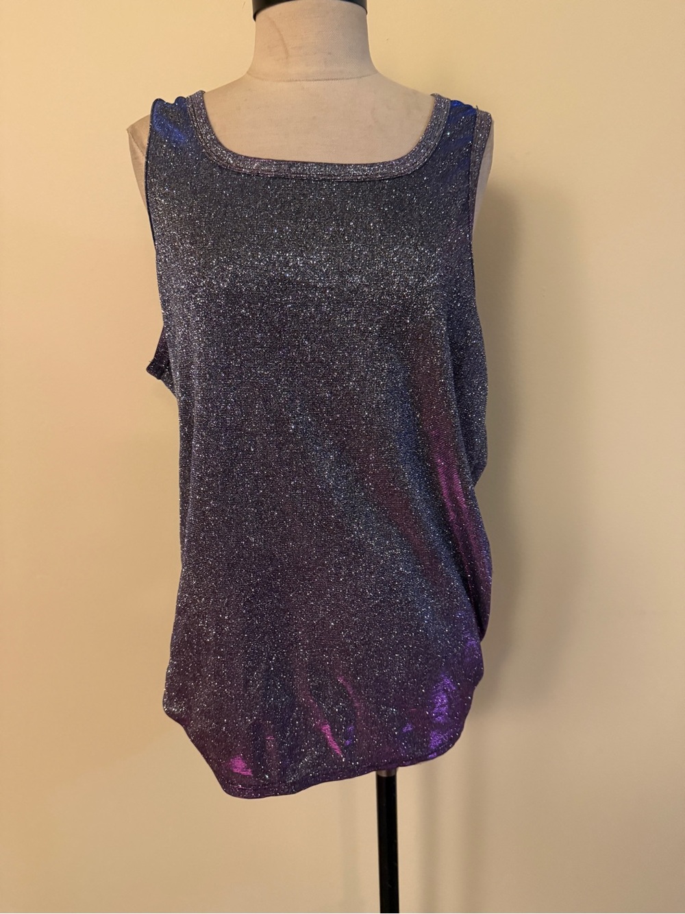 Shimmery Purple Scoop Neck Tank Top